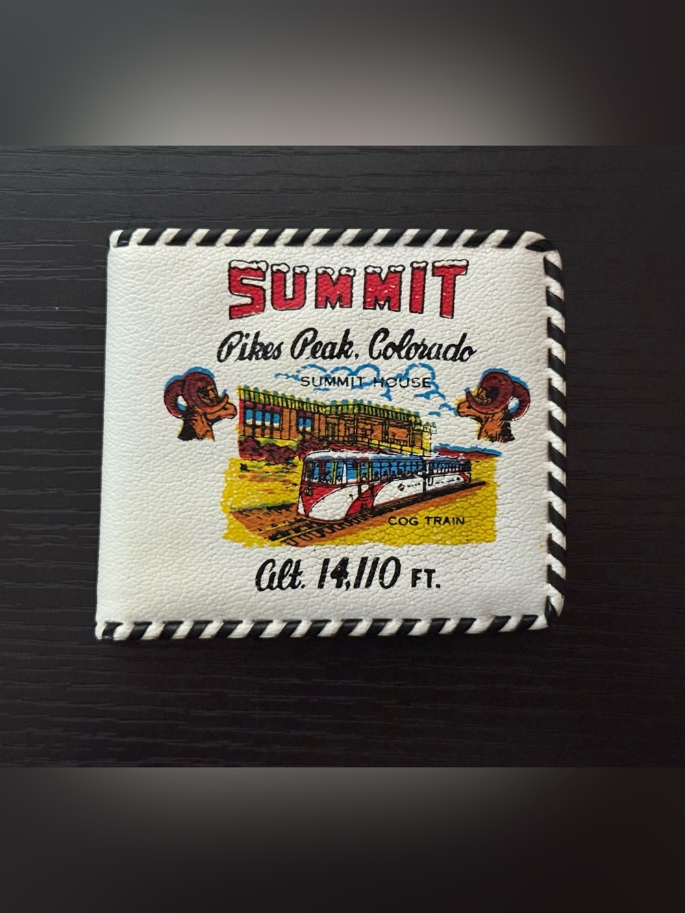 Vintage 1950s Pikes Peak Colorado Souvenir Wallet Hand Laced Vinyl Cog Train